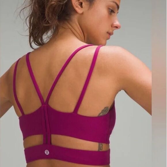 EEUC Lululemon Ribbed Nulu Strapped Yoga sports Bra Magenta Purple sz 6 - Picture 4 of 5